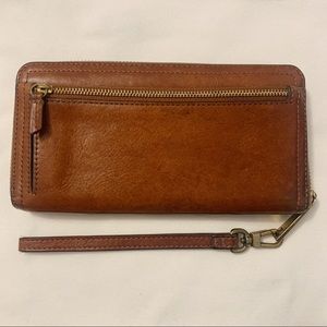 Fossil Tan RFID Logan Zip Around Clutch